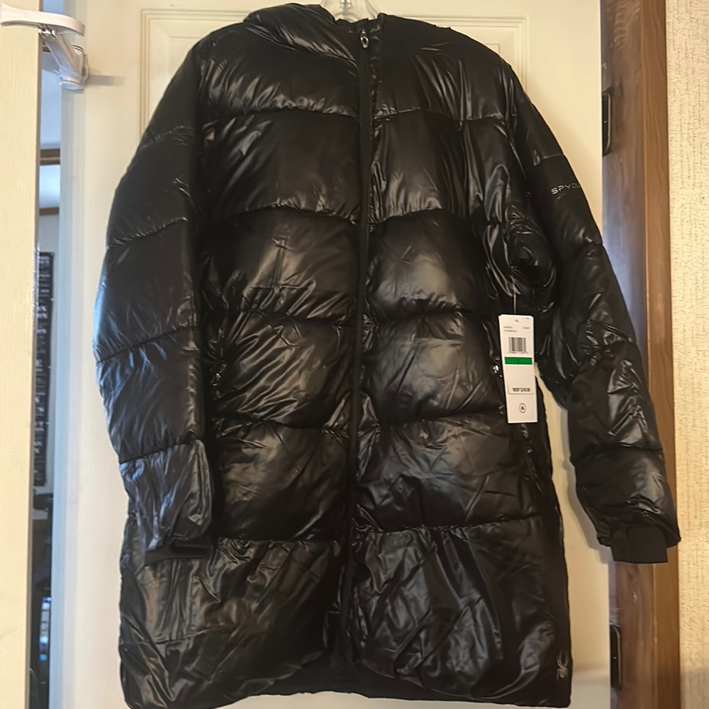 SPYDER Super Puff Water Resistant Hooded Parka: BLACK: NWT: SZ L